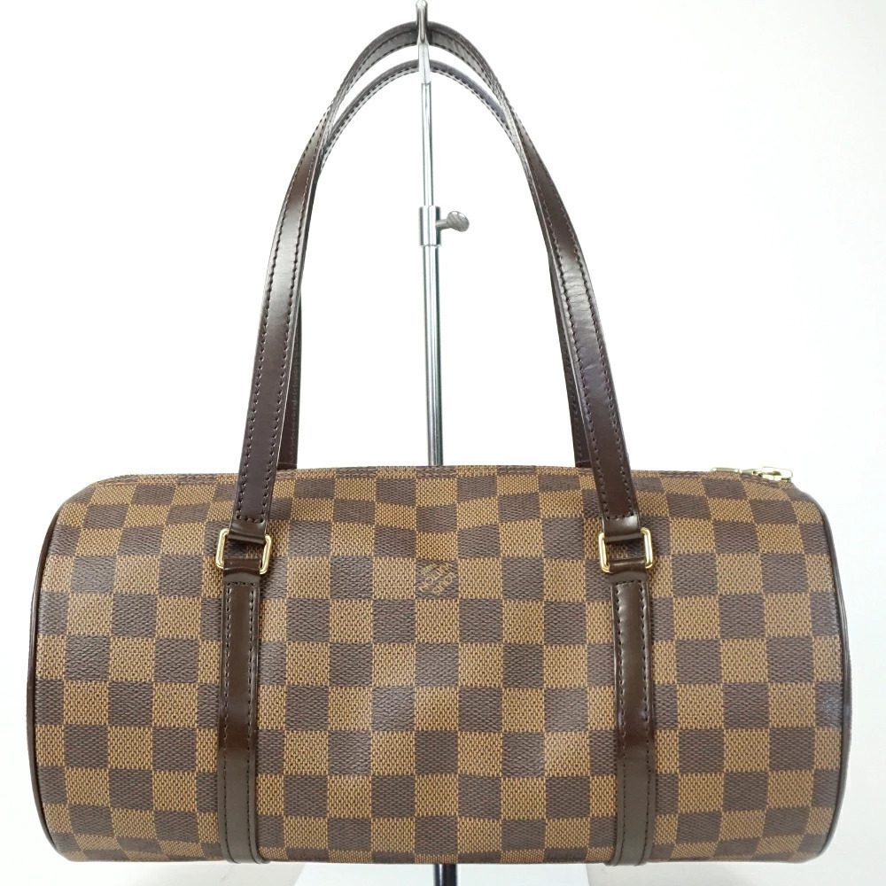 LOUIS VUITTON Papillon Damier Ebene Brown Canvas Brown 2way Shoulder Bag Boston
